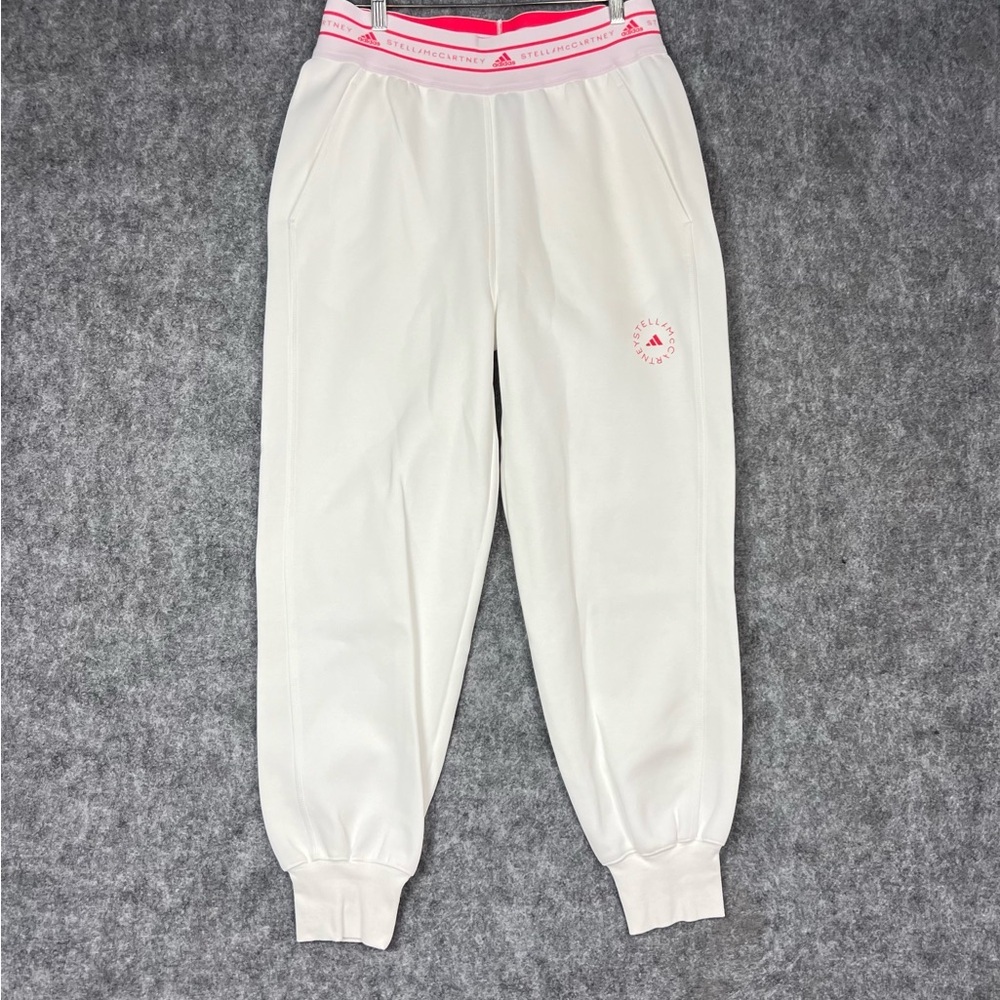 Adidas aSMC Stella McCartney White w. Red Logo High Rise Sweatpants Size Large
